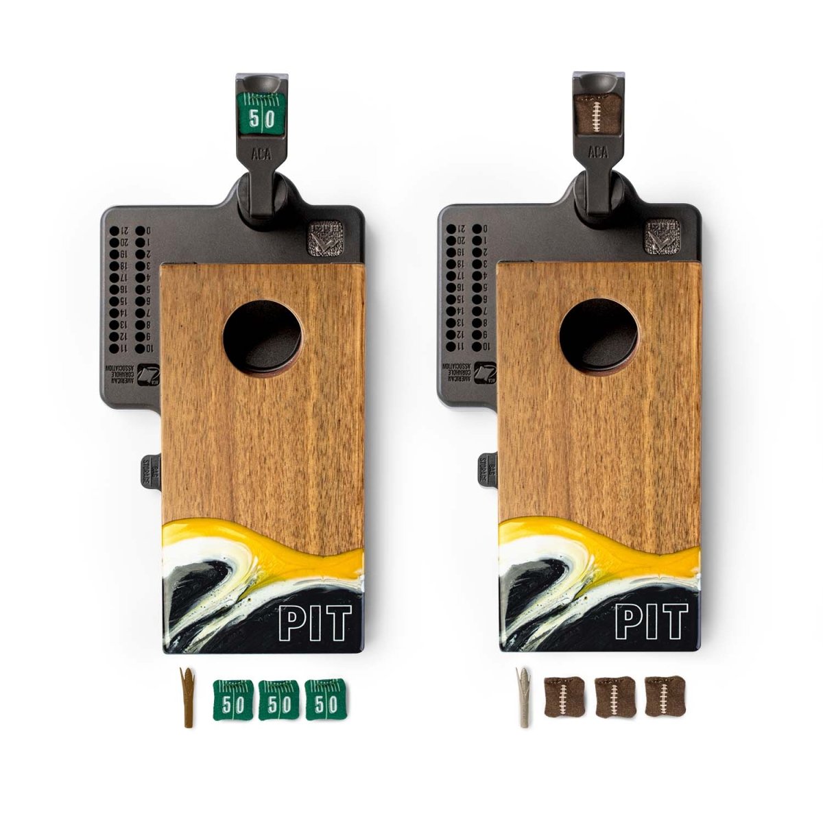 Mini Tabletop Resin Cornhole Set | Gameday Collection - Pittsburgh EGDC-04 | American Cornhole Association