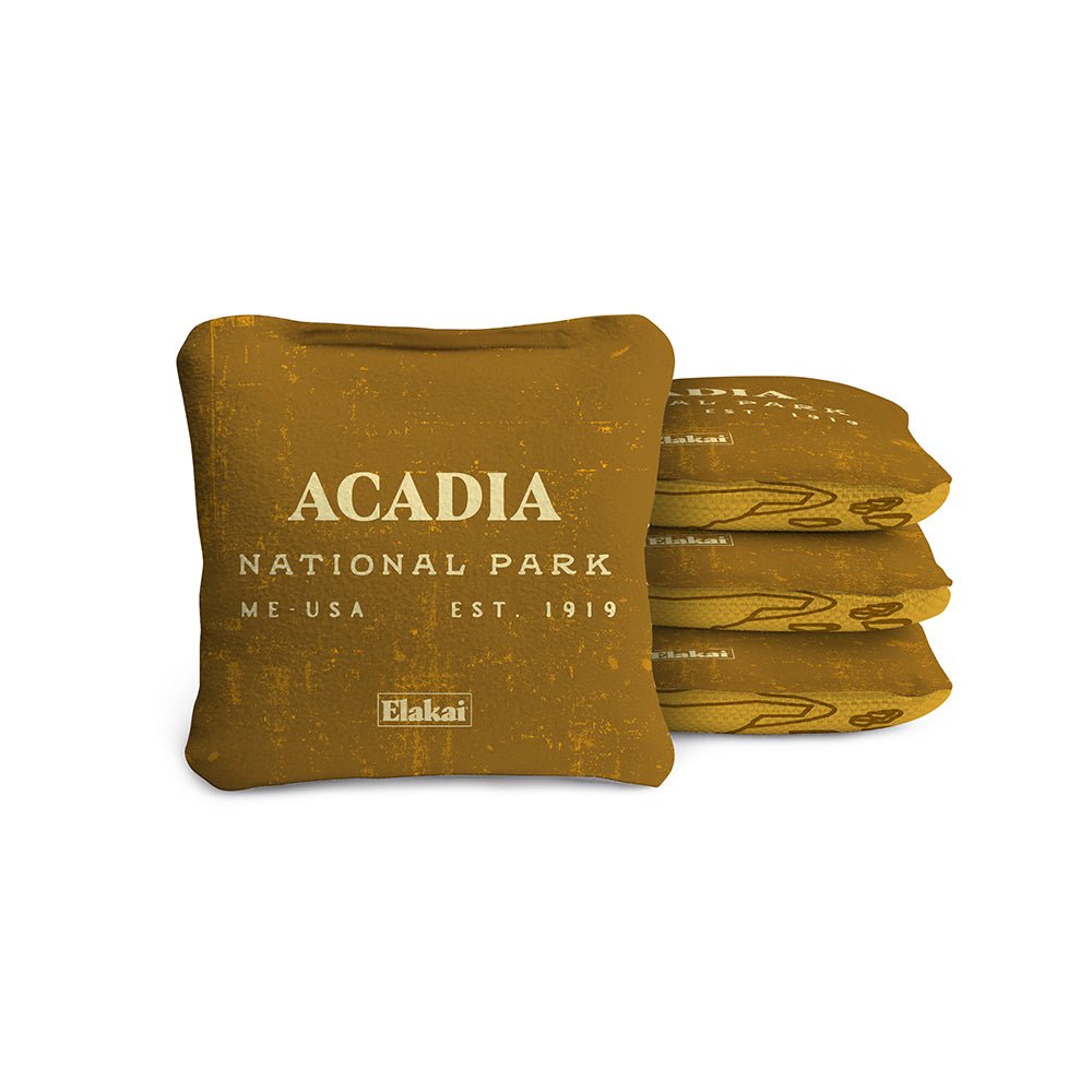 National Parks Acadia Travel - Size Cornhole Bags, Gold - American Cornhole Association