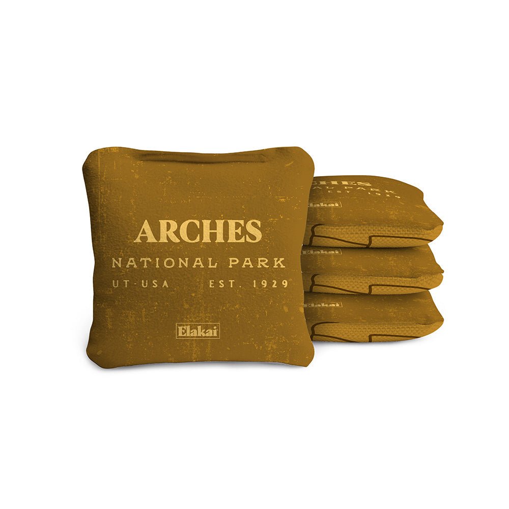 National Parks Arches Travel - Size Cornhole Bags, Gold - American Cornhole Association