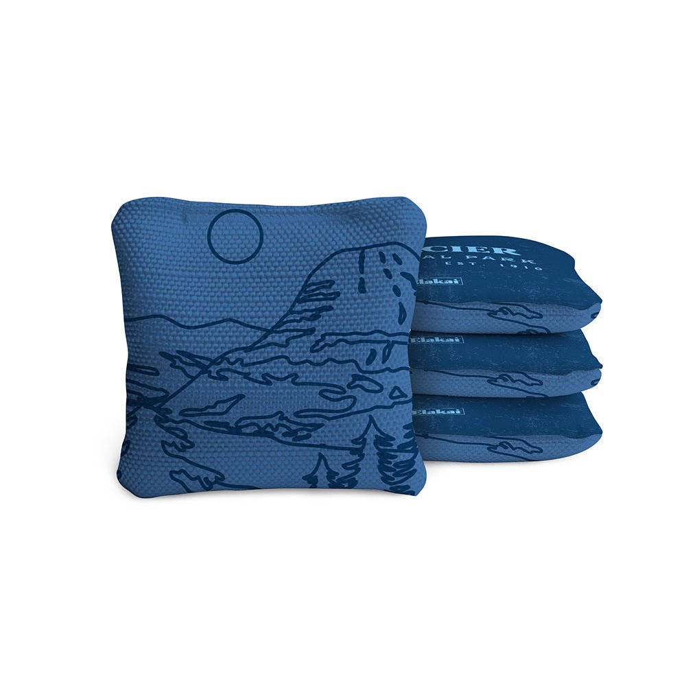 National Parks Glacier Travel - Size Cornhole Bags, Blue - American Cornhole Association
