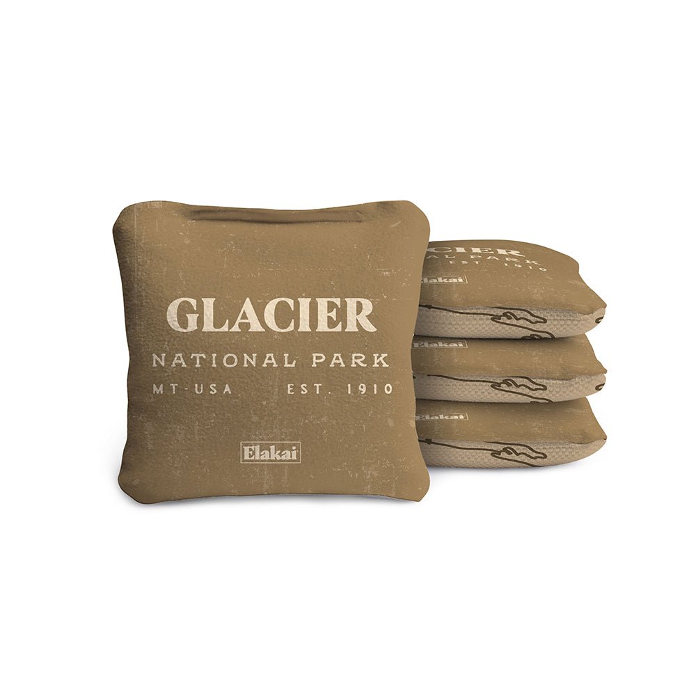 National Parks Glacier Travel - Size Cornhole Bags, Tan - American Cornhole Association