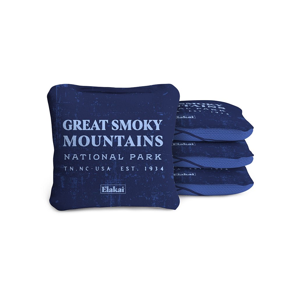 National Parks Great Smoky Mountains Travel - Size Cornhole Bags, Blue - American Cornhole Association