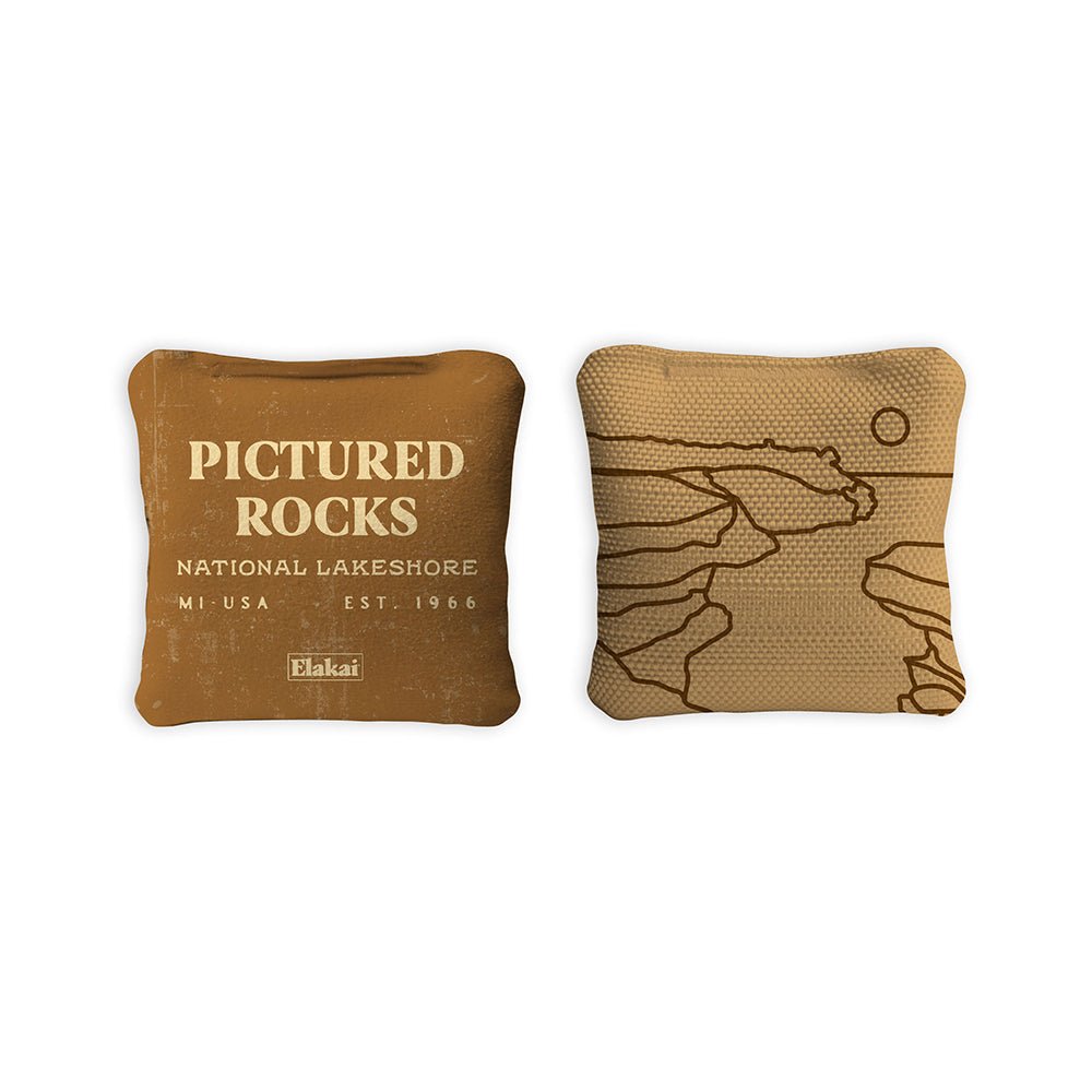 National Parks Pictured Rocks Travel - Size Cornhole Bags, Tan - American Cornhole Association