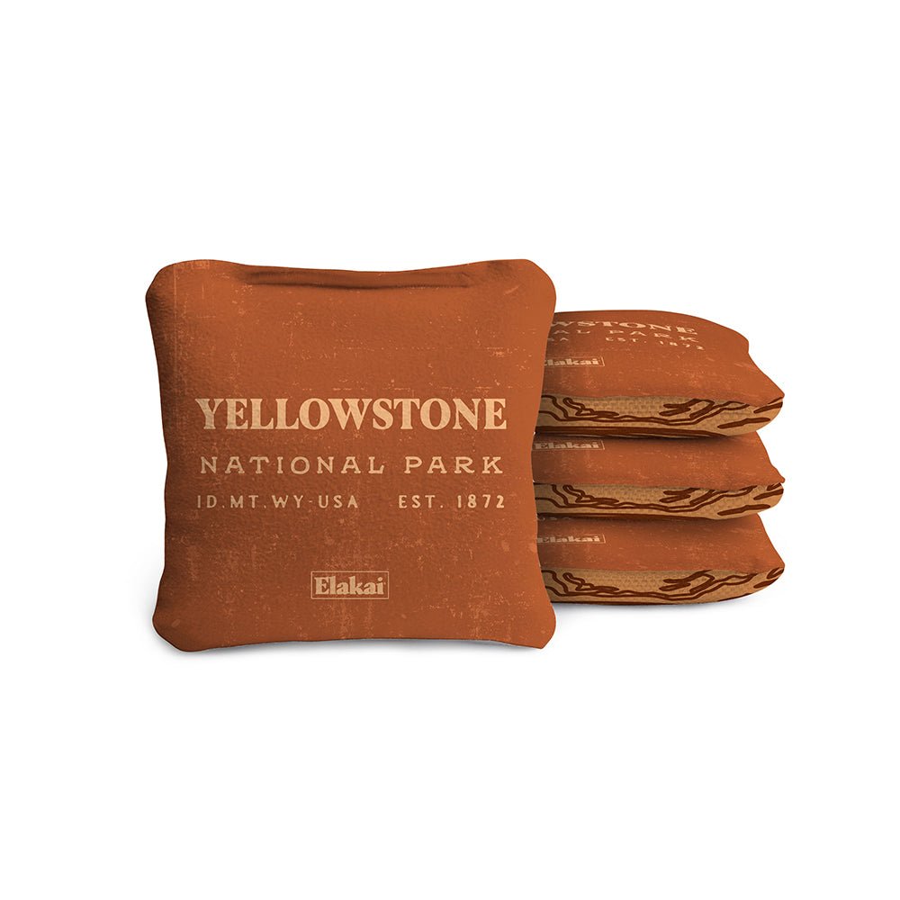 National Parks Yellowstone Travel - Size Cornhole Bags, Burnt Orange - American Cornhole Association