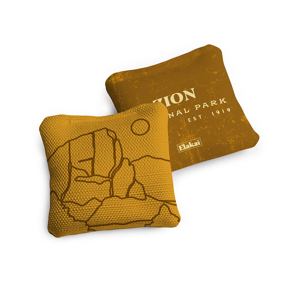 National Parks Zion Travel - Size Cornhole Bags, Gold - American Cornhole Association