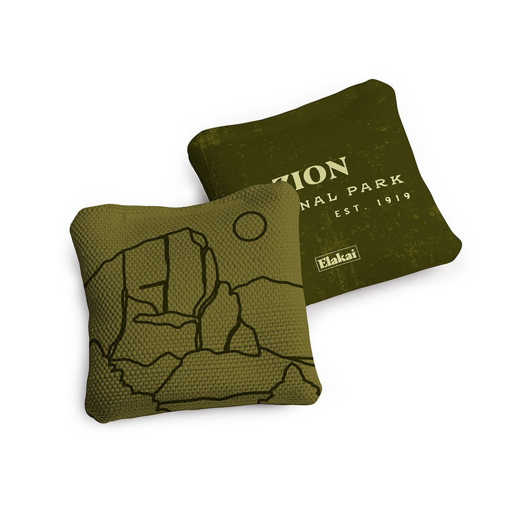 National Parks Zion Travel - Size Cornhole Bags, Olive - American Cornhole Association