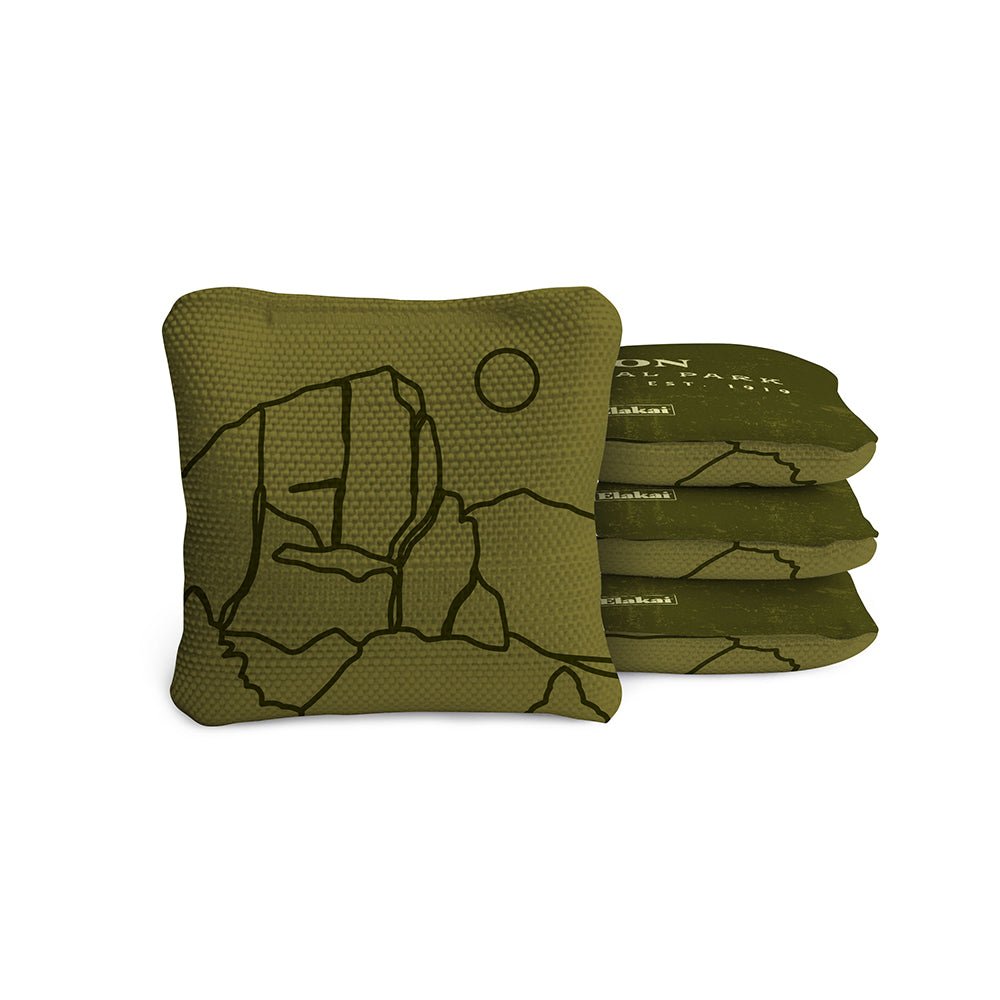 National Parks Zion Travel - Size Cornhole Bags, Olive - American Cornhole Association