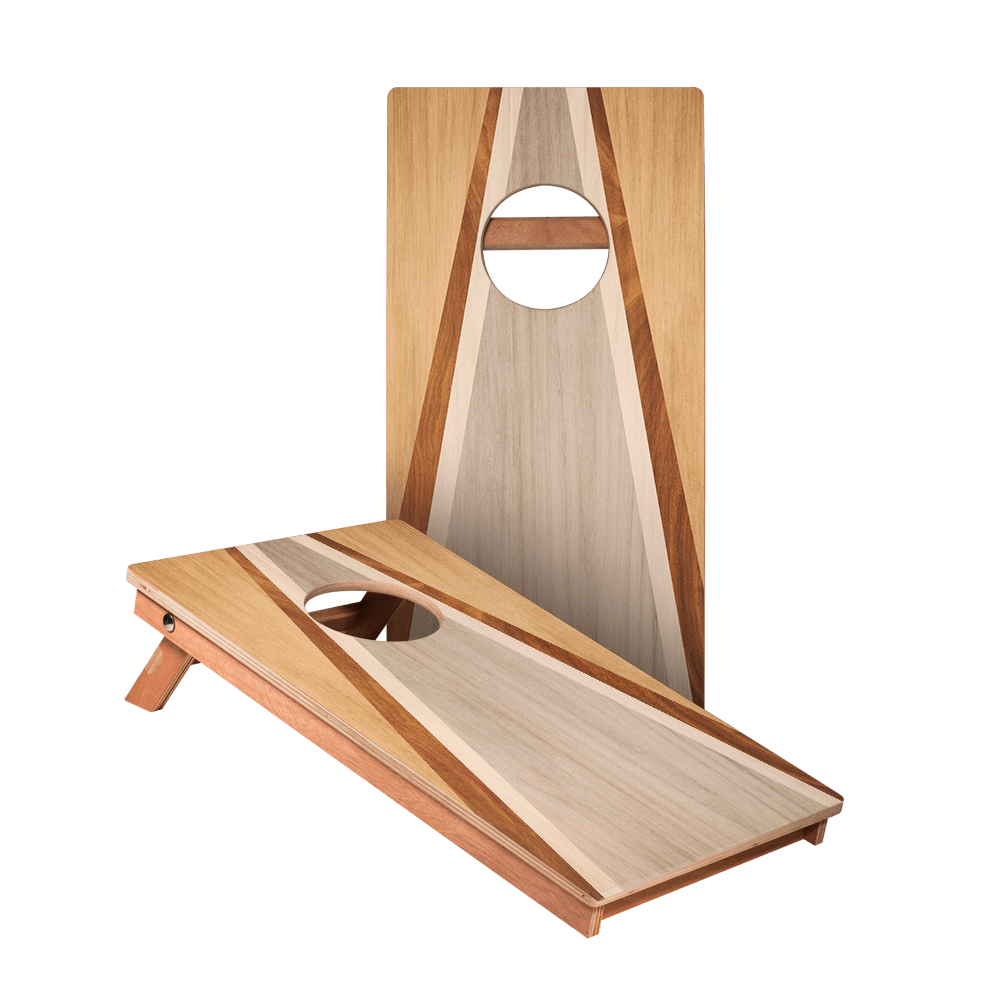 Natural & Gray Wood Triangle Backyard 1x2 ft Cornhole Boards, - American Cornhole Association