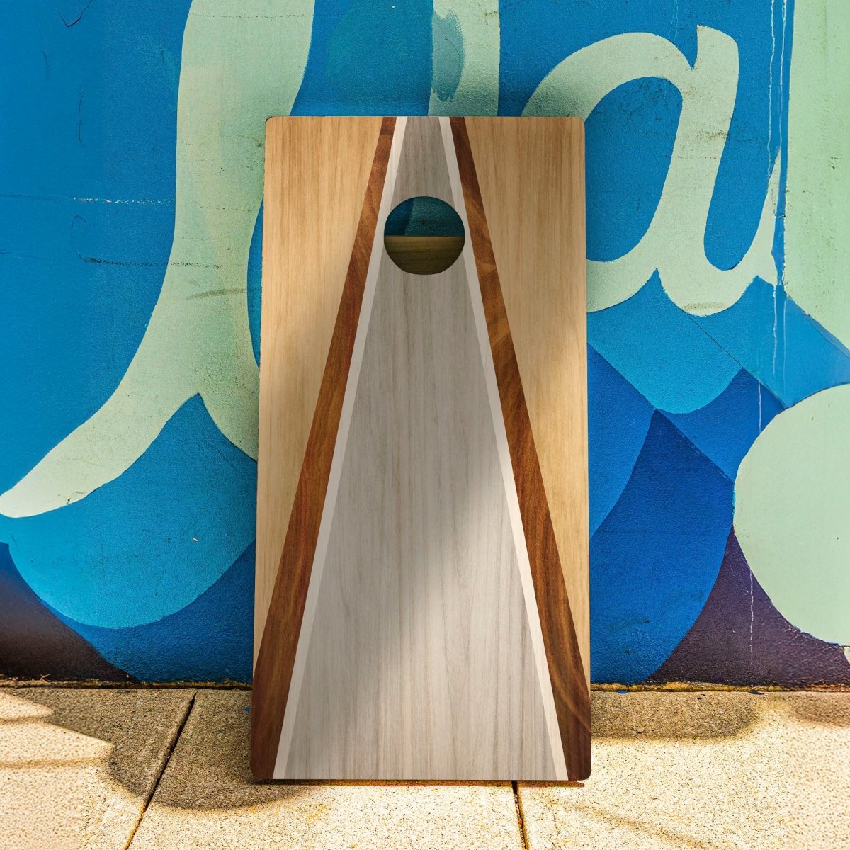 Natural & Gray Wood Triangle Backyard 2400 Cornhole Boards - WACA-000418 | American Cornhole Association