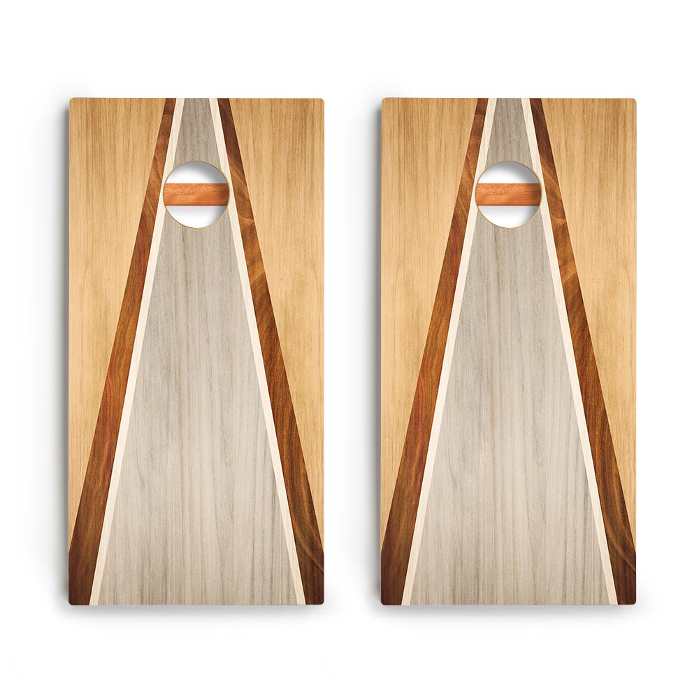Natural & Gray Wood Triangle Backyard 2400 Cornhole Boards - WACA-000418 | American Cornhole Association