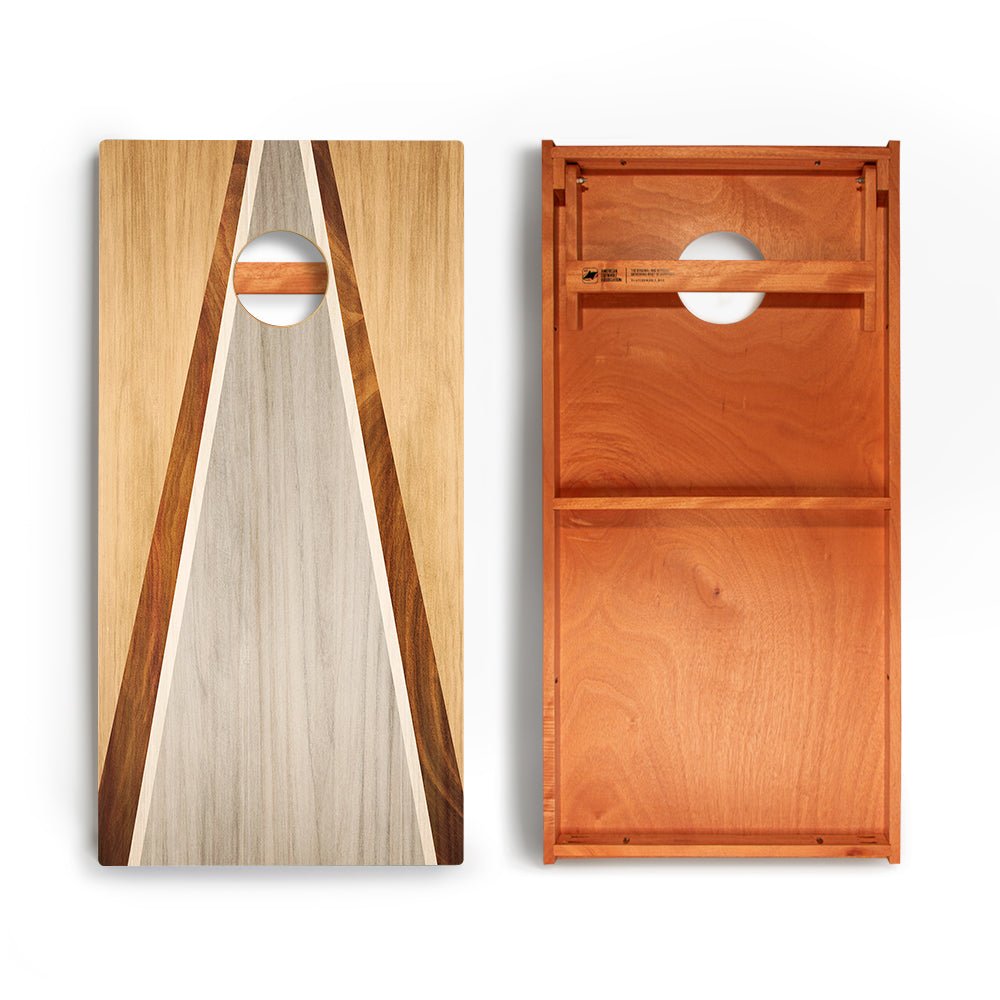 Natural & Gray Wood Triangle Backyard 2400 Cornhole Boards - WACA-000418 | American Cornhole Association