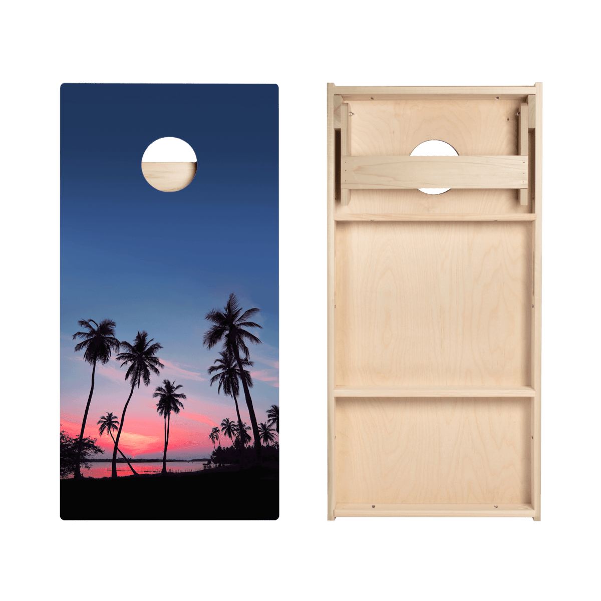 Palm Tree Sunset Star Cornhole Boards - ACA - 000042 | American Cornhole Association