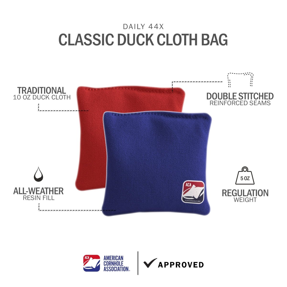 Red and Blue Daily 44x Cornhole Bags Bundle -  | American Cornhole Association