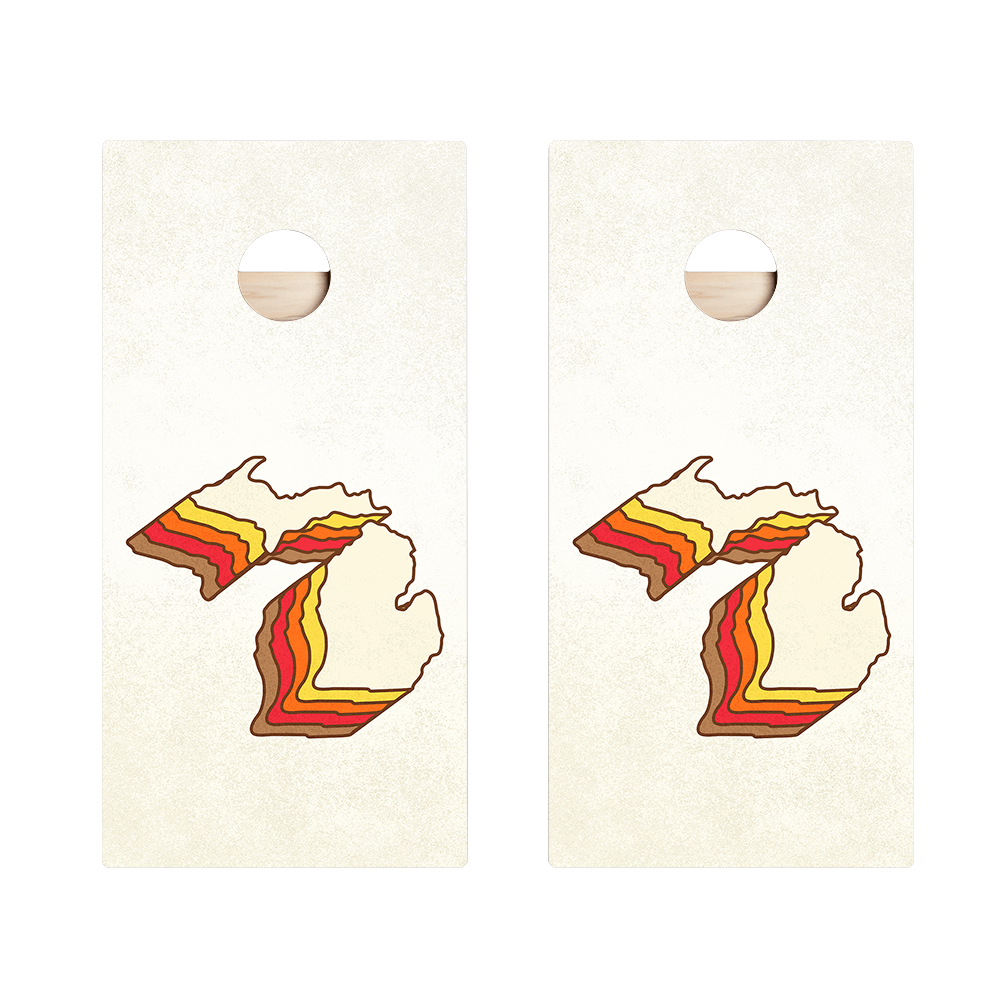 Retro Michigan Star Cornhole Boards - ACA - 000366 | American Cornhole Association