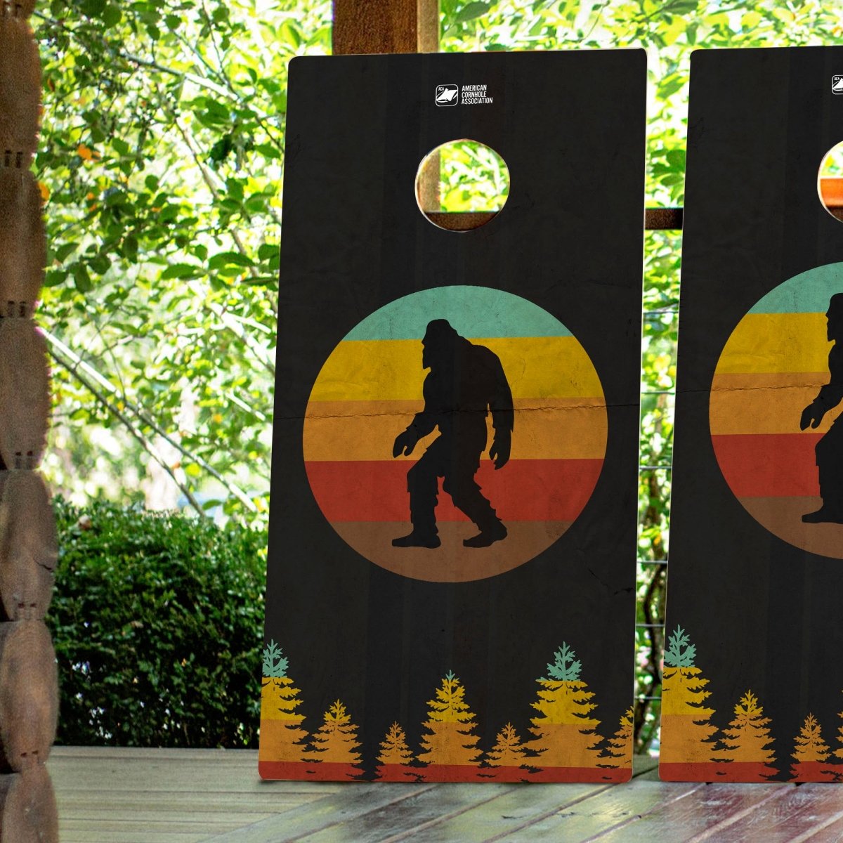 Retro Sasquatch Backyard 2400 Cornhole Boards - WACA-000193 | American Cornhole Association
