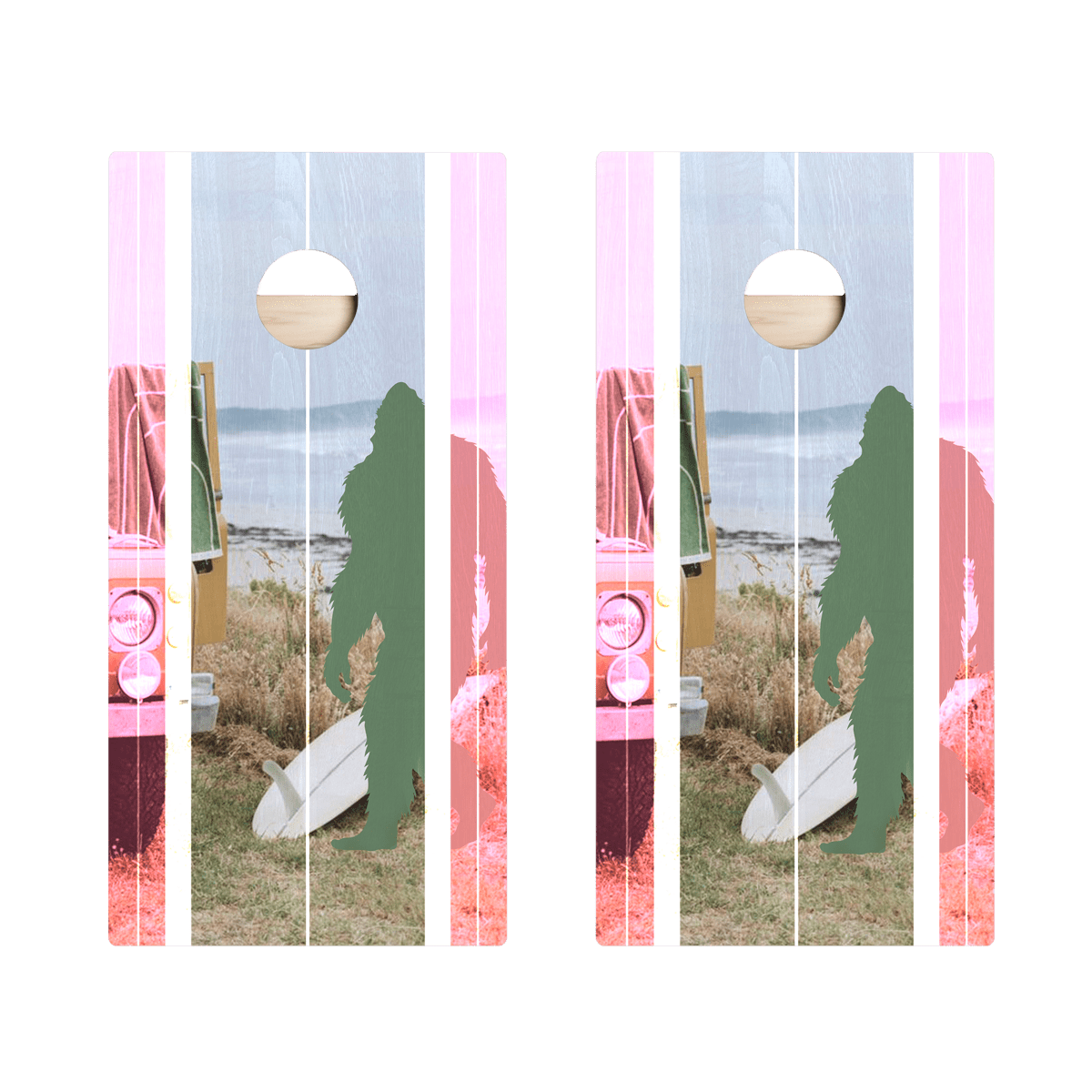 Retro Sasquatch Surf Star Cornhole Boards, - American Cornhole Association