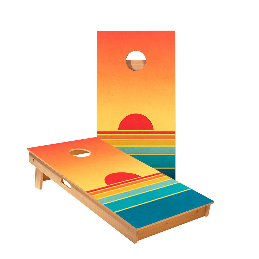 Retro Stripes Sunset Star Cornhole Boards