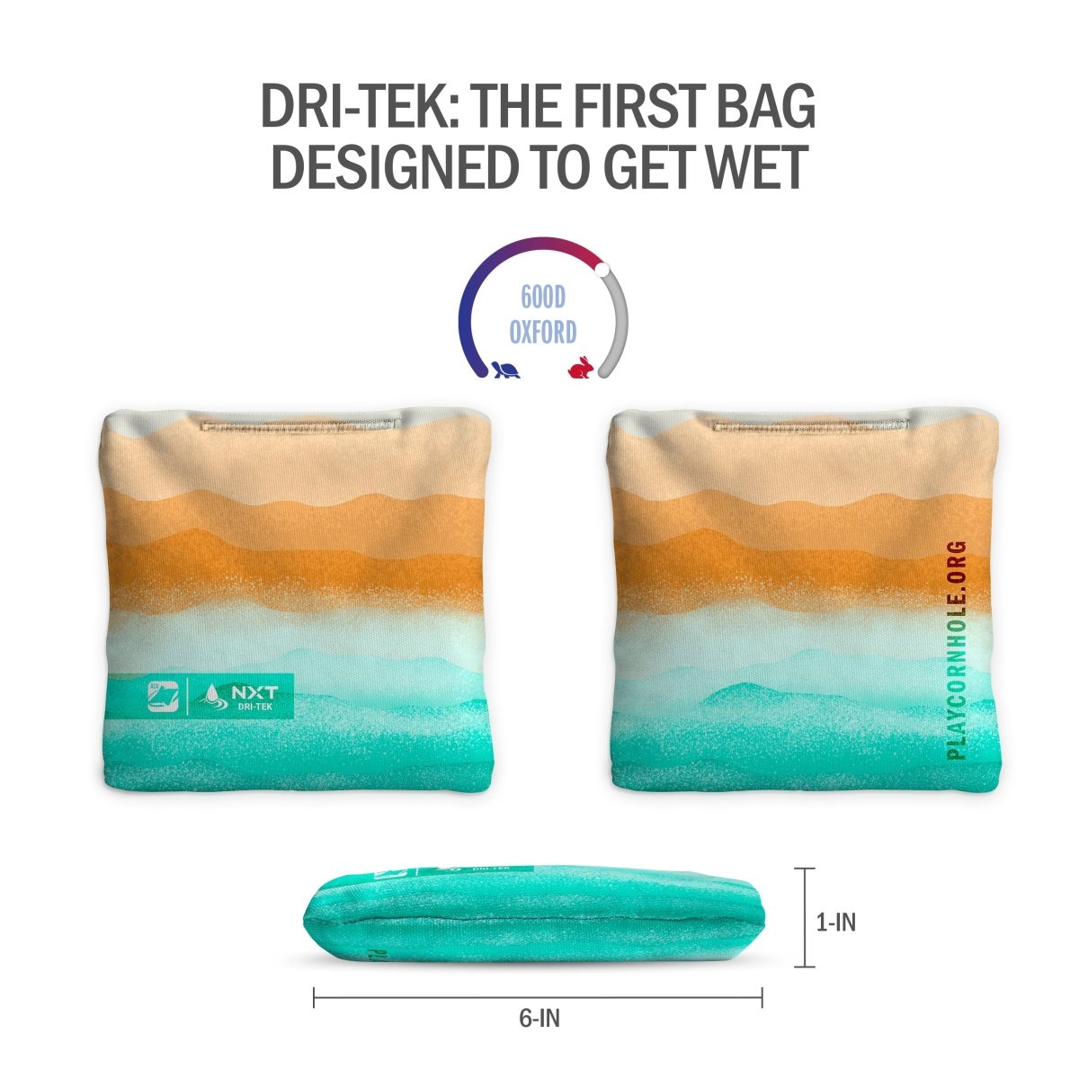 Rippling Stripes Orange Aqua NXT Dri - Tek Cornhole Bags, - American Cornhole Association