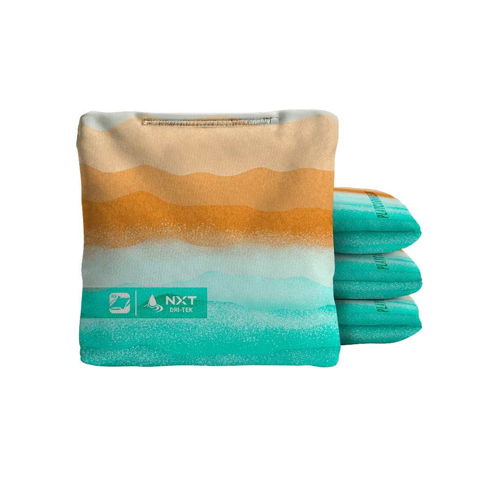 Rippling Stripes Orange Aqua NXT Dri - Tek Cornhole Bags, - American Cornhole Association