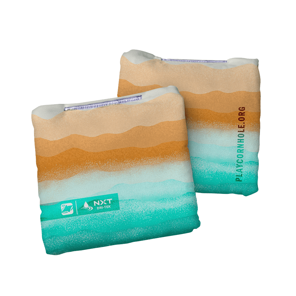 Rippling Stripes Orange Aqua NXT Dri - Tek Cornhole Bags, - American Cornhole Association