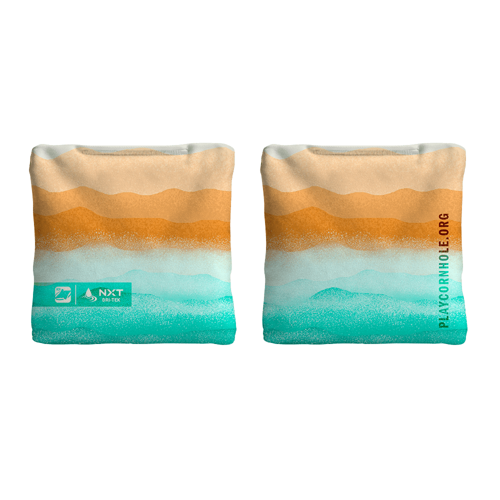 Rippling Stripes Orange Aqua NXT Dri - Tek Cornhole Bags, - American Cornhole Association