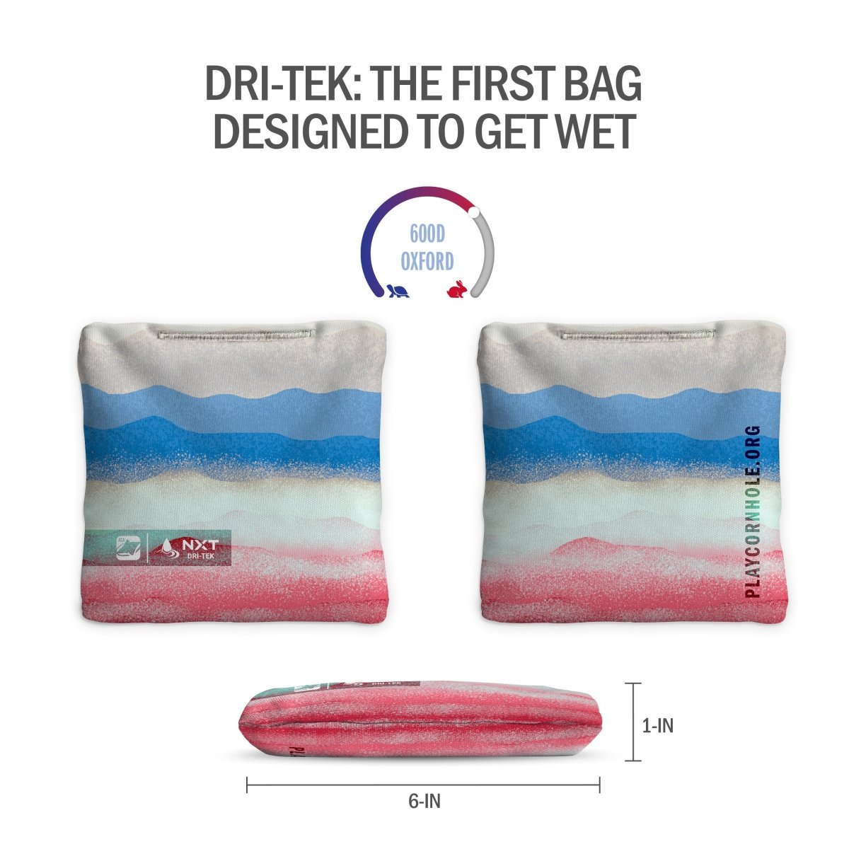 Rippling Stripes Red Blue NXT Dri - Tek Cornhole Bags, - American Cornhole Association