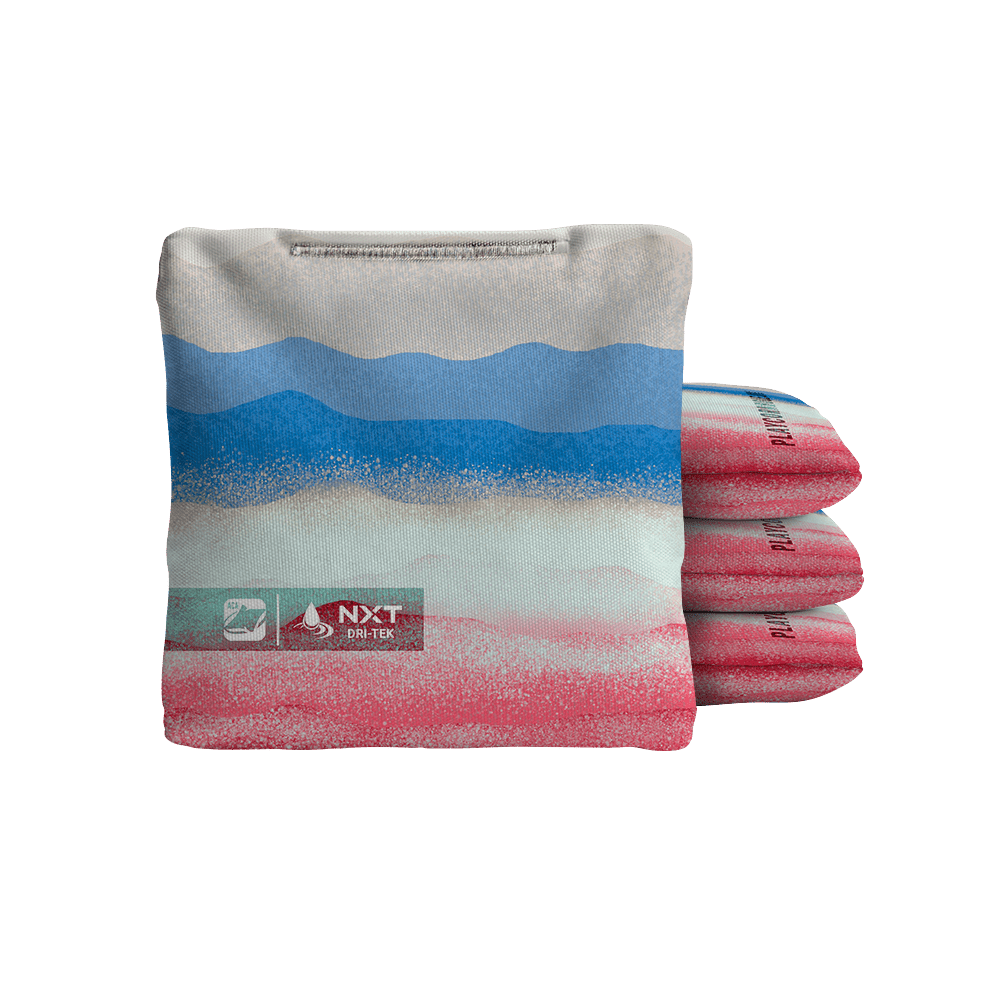 Rippling Stripes Red Blue NXT Dri - Tek Cornhole Bags, - American Cornhole Association