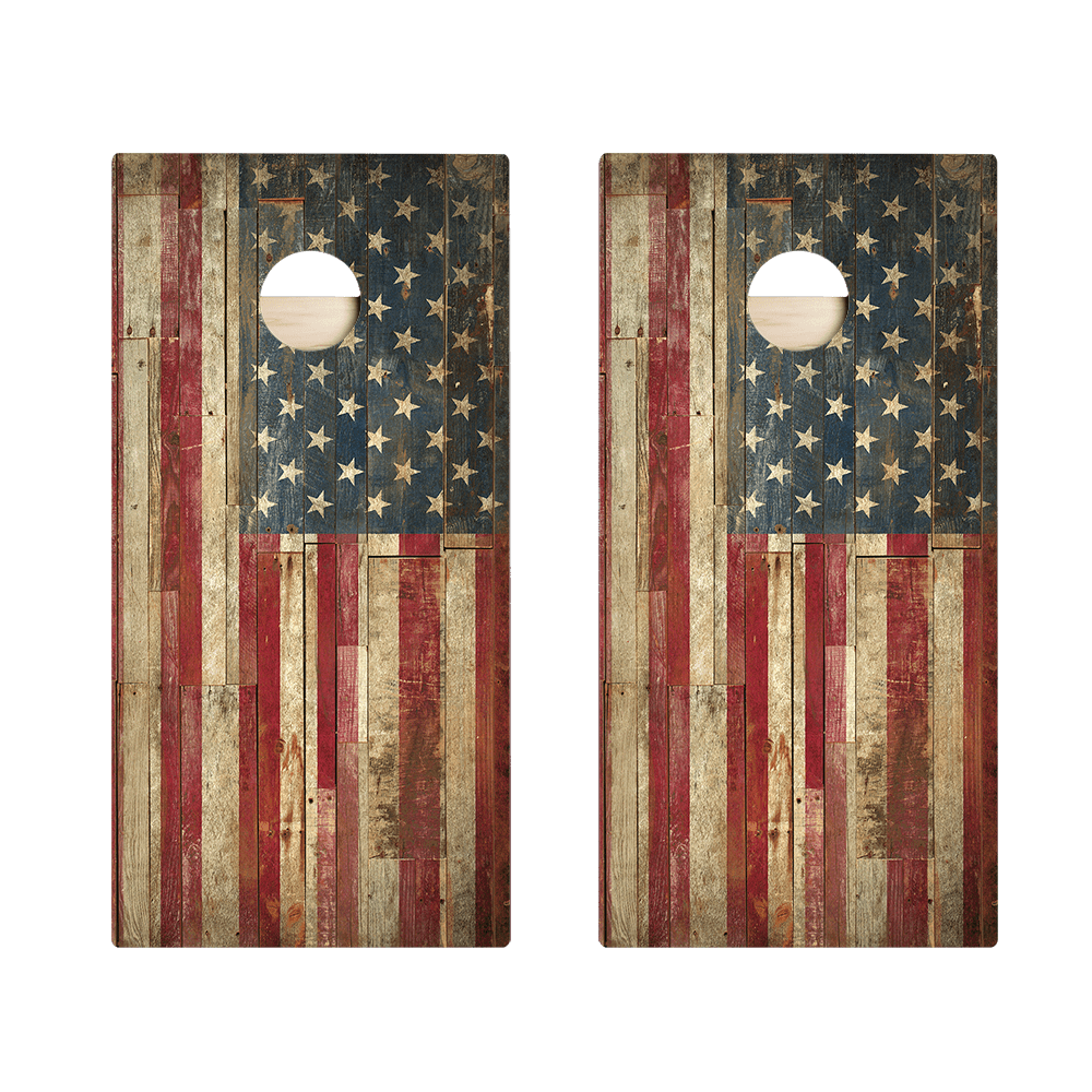 Rustic United States Flag Star Cornhole Boards - ACA - 000002 | American Cornhole Association