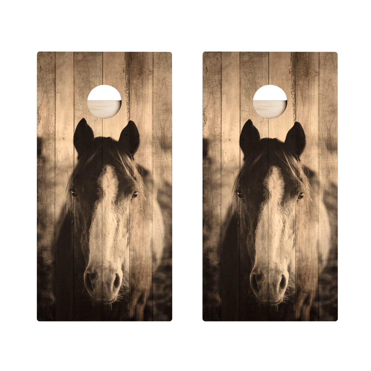 Rustic Wood Horse Star Cornhole Boards, - American Cornhole Association