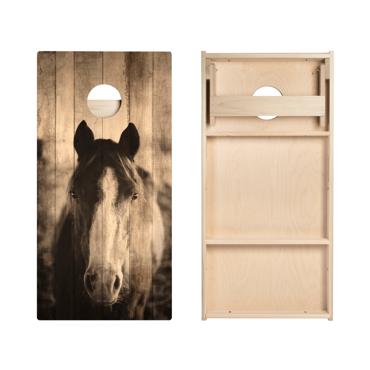 Rustic Wood Horse Star Cornhole Boards, - American Cornhole Association