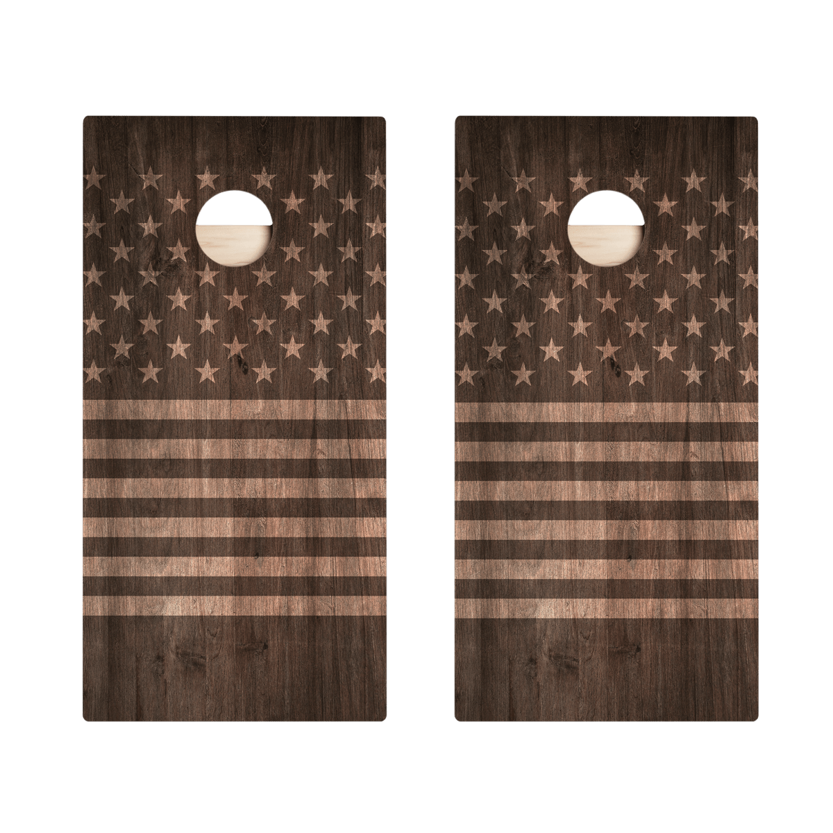 Stars and Stripes Dark Wood Star Cornhole Boards, - American Cornhole Association