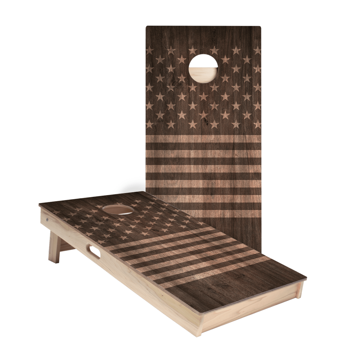 Stars and Stripes Dark Wood Star Cornhole Boards, - American Cornhole Association