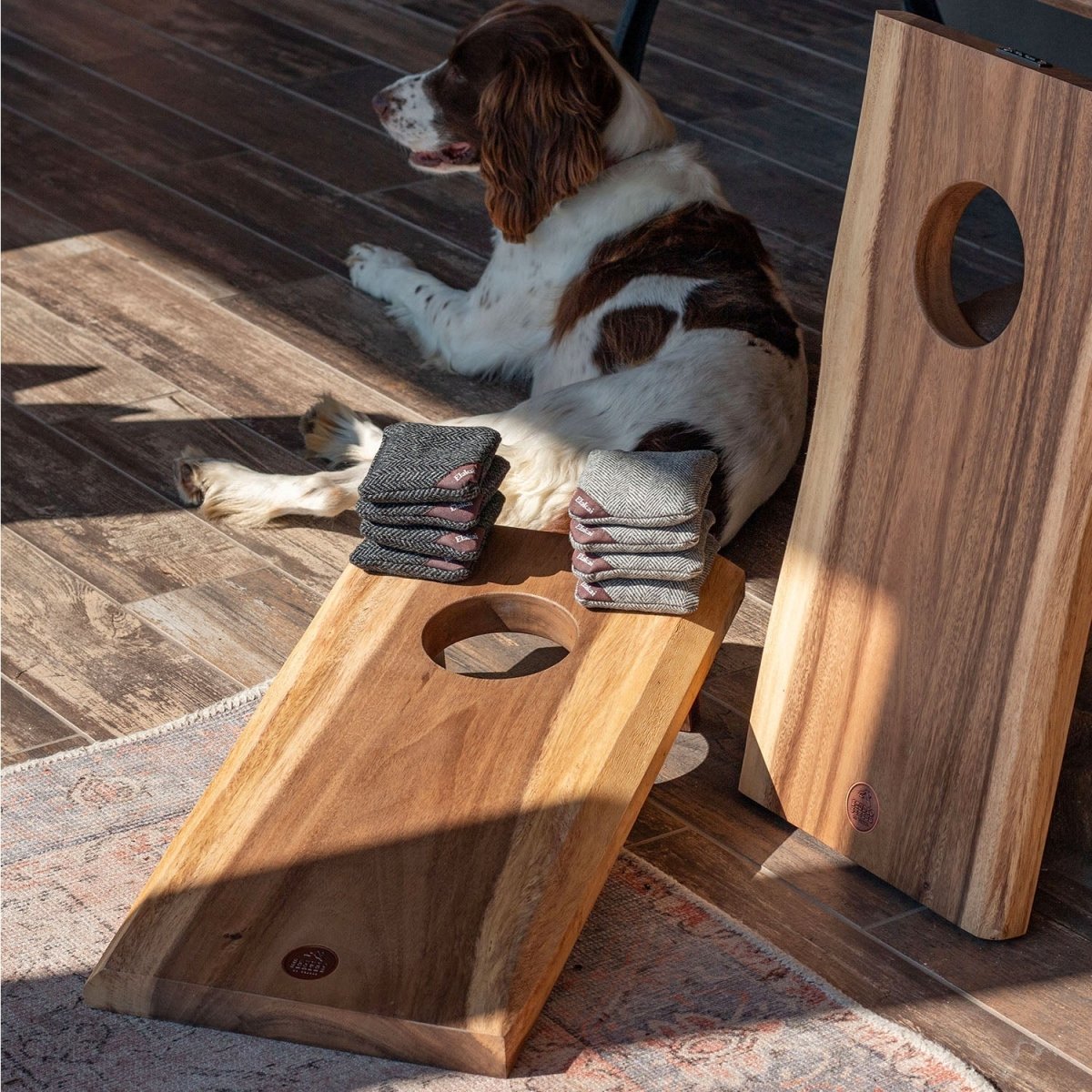 Studio Series Live Edge Acacia 1x2 Travel Cornhole Set - EGCH12SLE-01-WB | American Cornhole Association