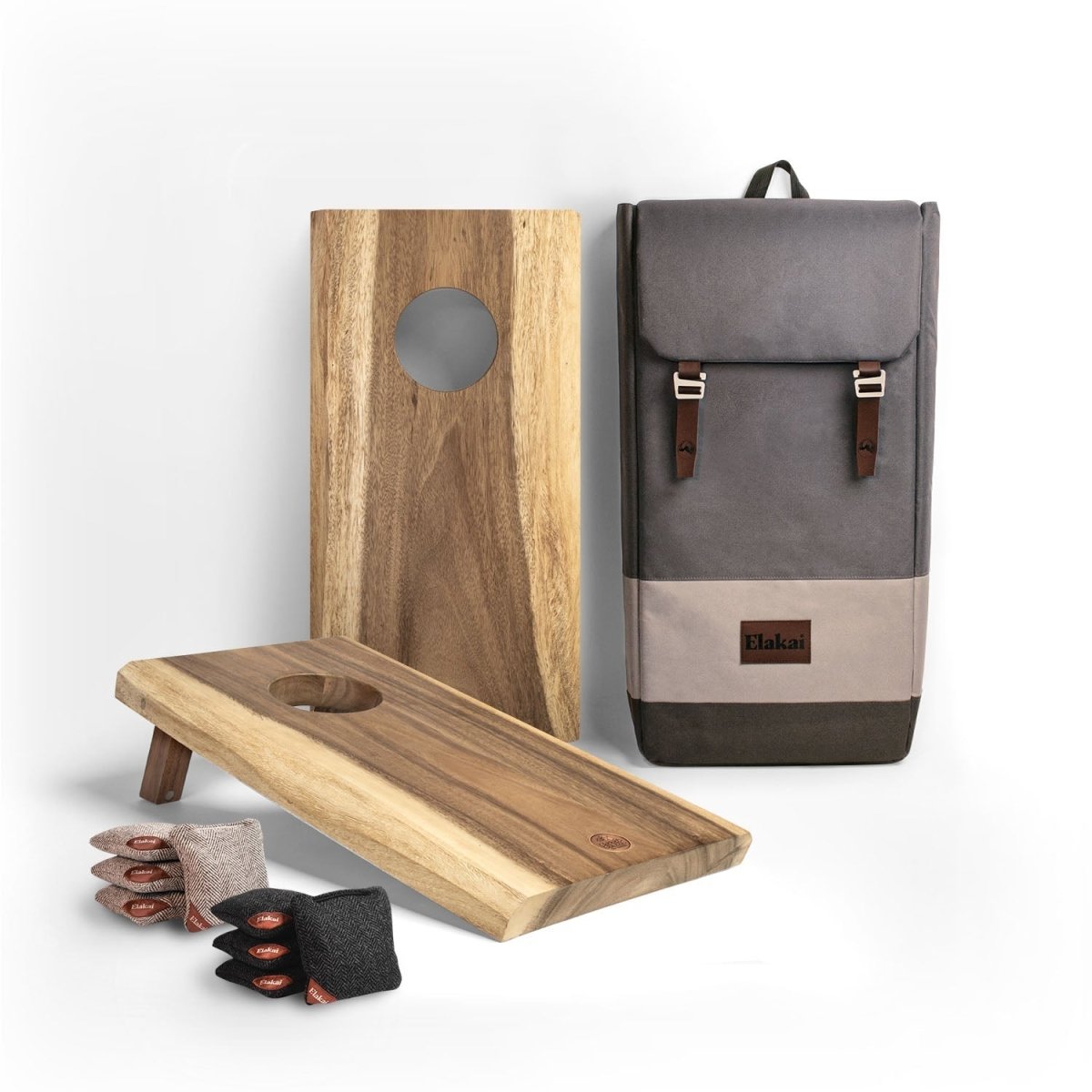 Studio Series Live Edge Acacia 1x2 Travel Cornhole Set - EGCH12SLE-01-WB | American Cornhole Association