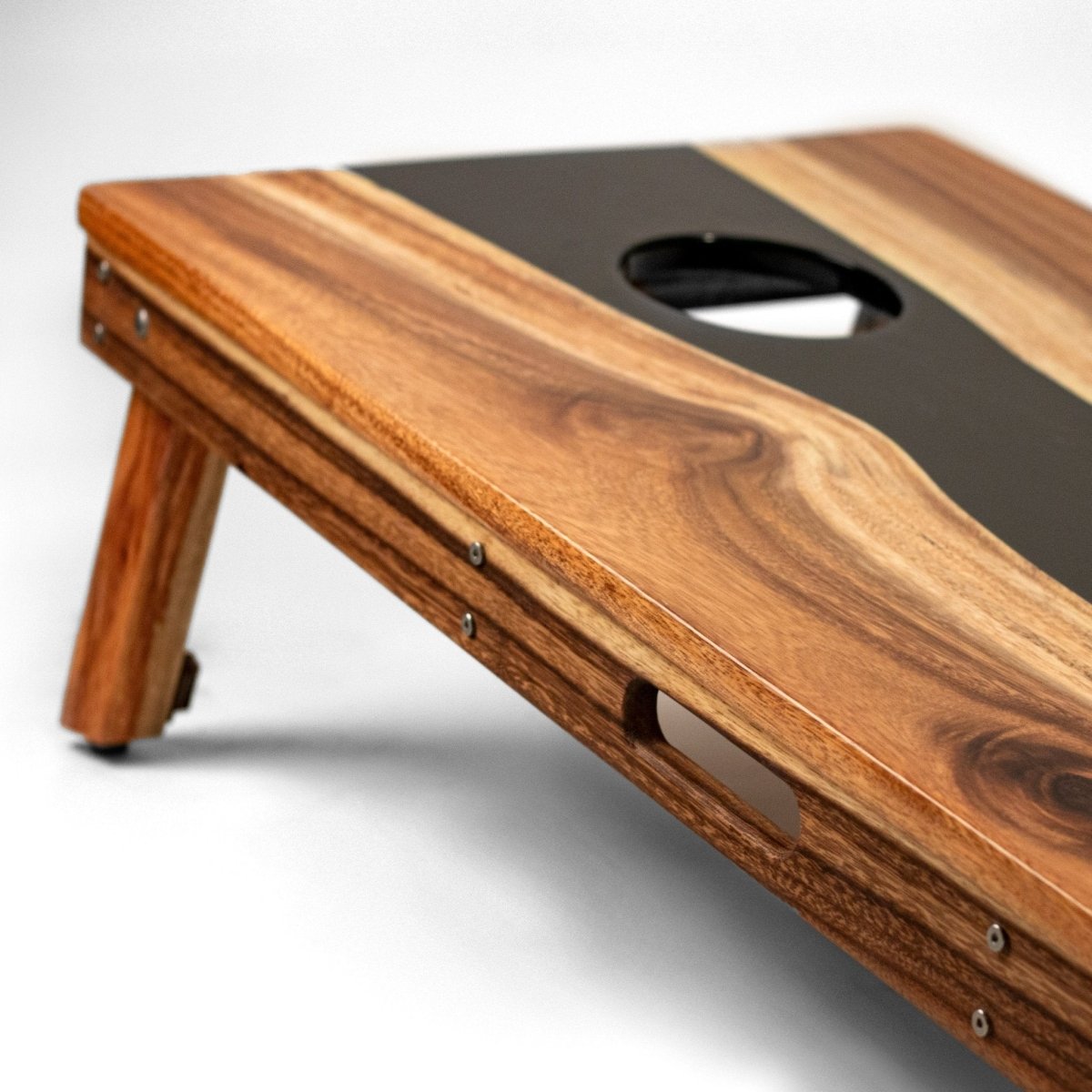 Studio Series Live Edge Resin 2x4 Cornhole Boards | River Collection - Black EGCH24RLE-11 | American Cornhole Association