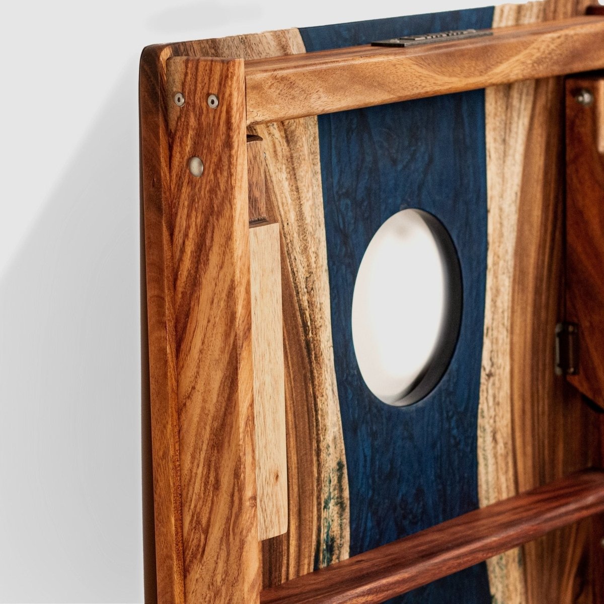 Studio Series Live Edge Resin 2x4 Cornhole Boards | River Collection - Blue Pearl EGCH24RLE-00 | American Cornhole Association