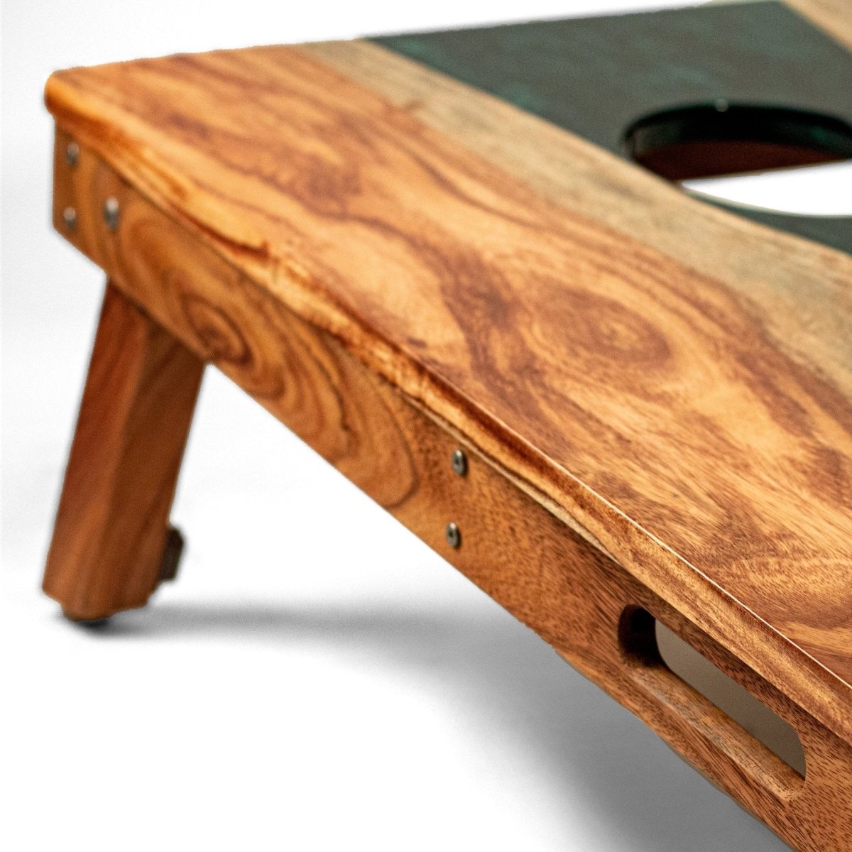 Studio Series Live Edge Resin 2x4 Cornhole Boards | River Collection - Green Pearl EGCH24RLE-01 | American Cornhole Association