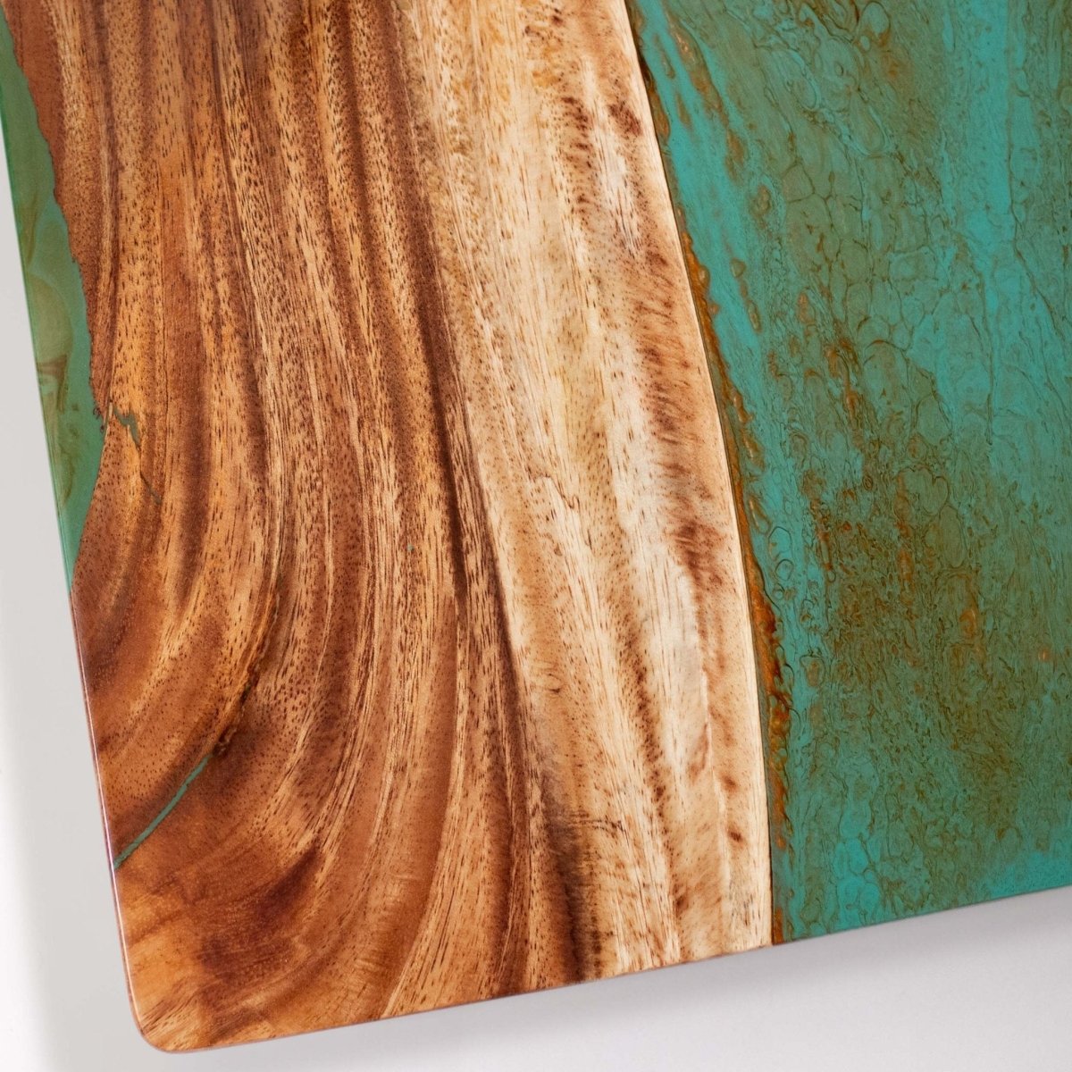 Studio Series Live Edge Resin 2x4 Cornhole Boards | River Collection - Teal and Orange EGCH24RLE-09 | American Cornhole Association