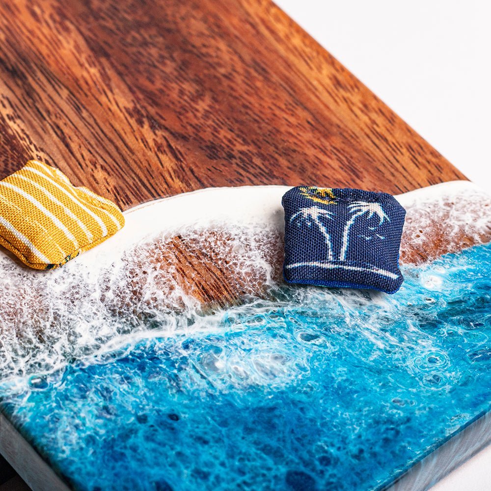 The Beach Epoxy Resin Double Chuck ART Mini Tabletop Cornhole Game - EGDC-01 | American Cornhole Association