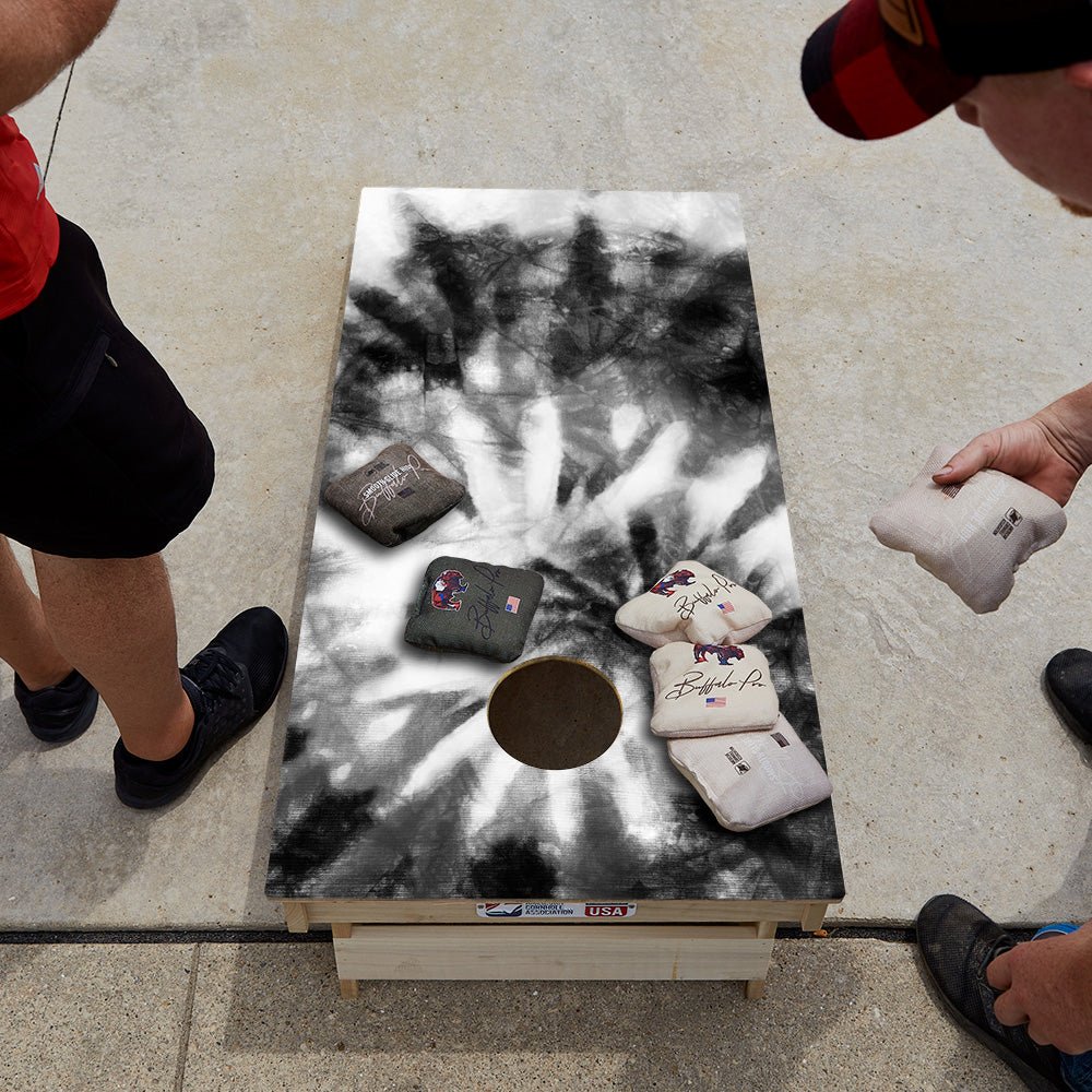 Tie - Dye Black And White Star Cornhole Boards - ACA - 000186 | American Cornhole Association
