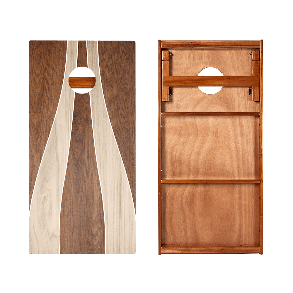 Wood Curvy Triangle Silver Series Cornhole Boards - American Cornhole Association