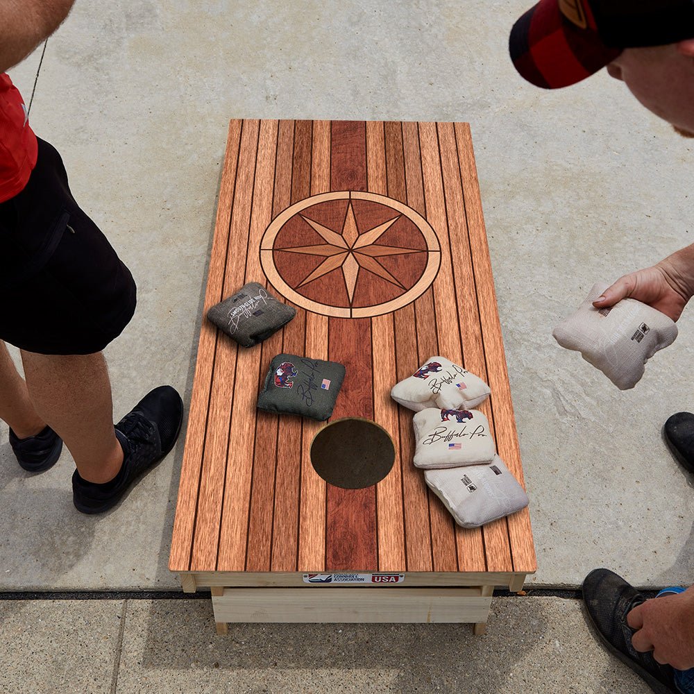 Wood Panel Compass Star Cornhole Boards - ACA - 000549 | American Cornhole Association