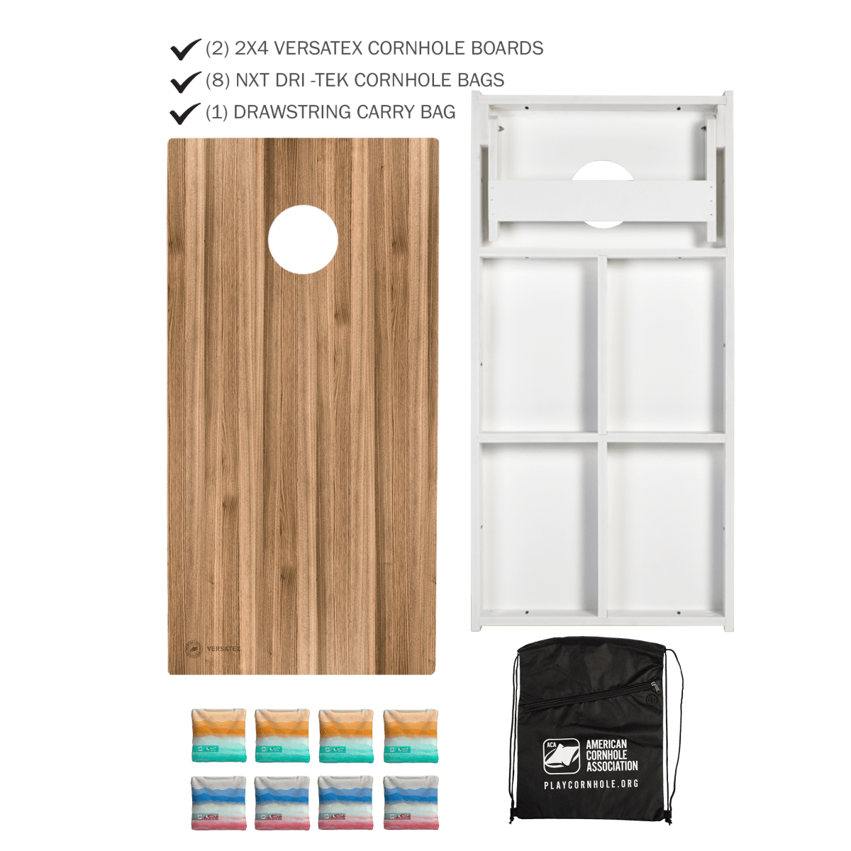 Wood Teak All - Weather 2x4 Cornhole Set with Waterproof Bags -  | American Cornhole Association