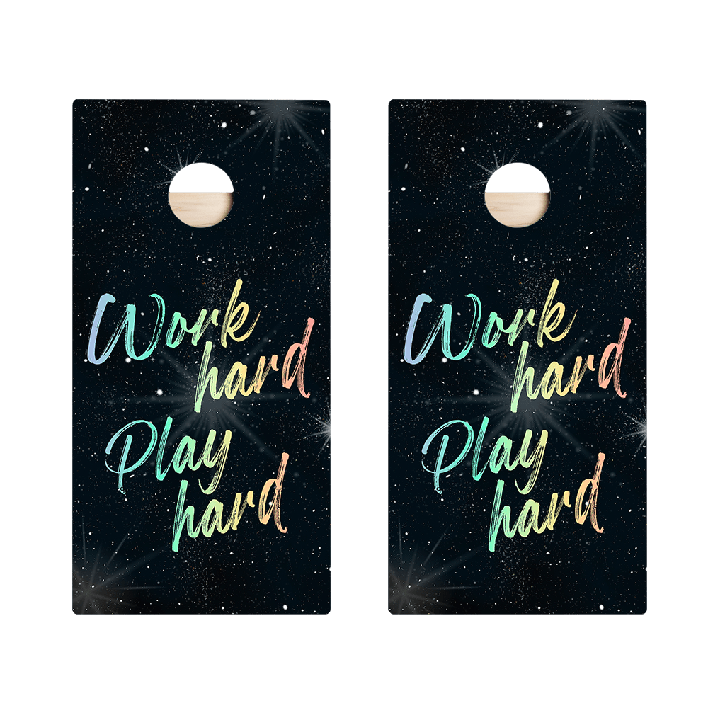 Work Hard Play Hard Star Cornhole Boards - ACA - 000280 | American Cornhole Association