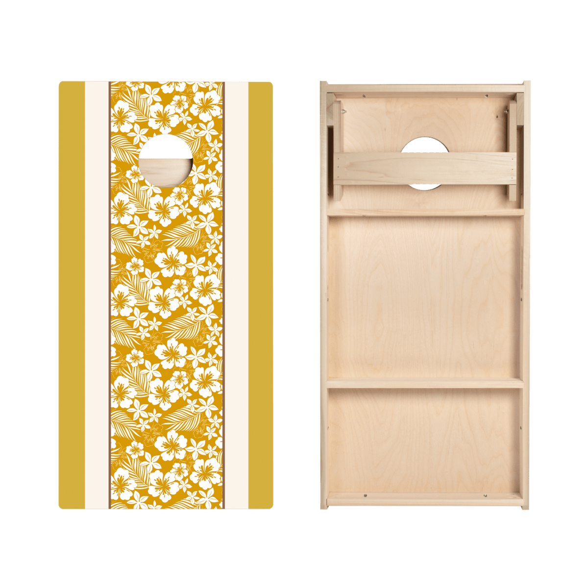 Yellow Hawaiian Hibiscus Star Cornhole Boards, - American Cornhole Association