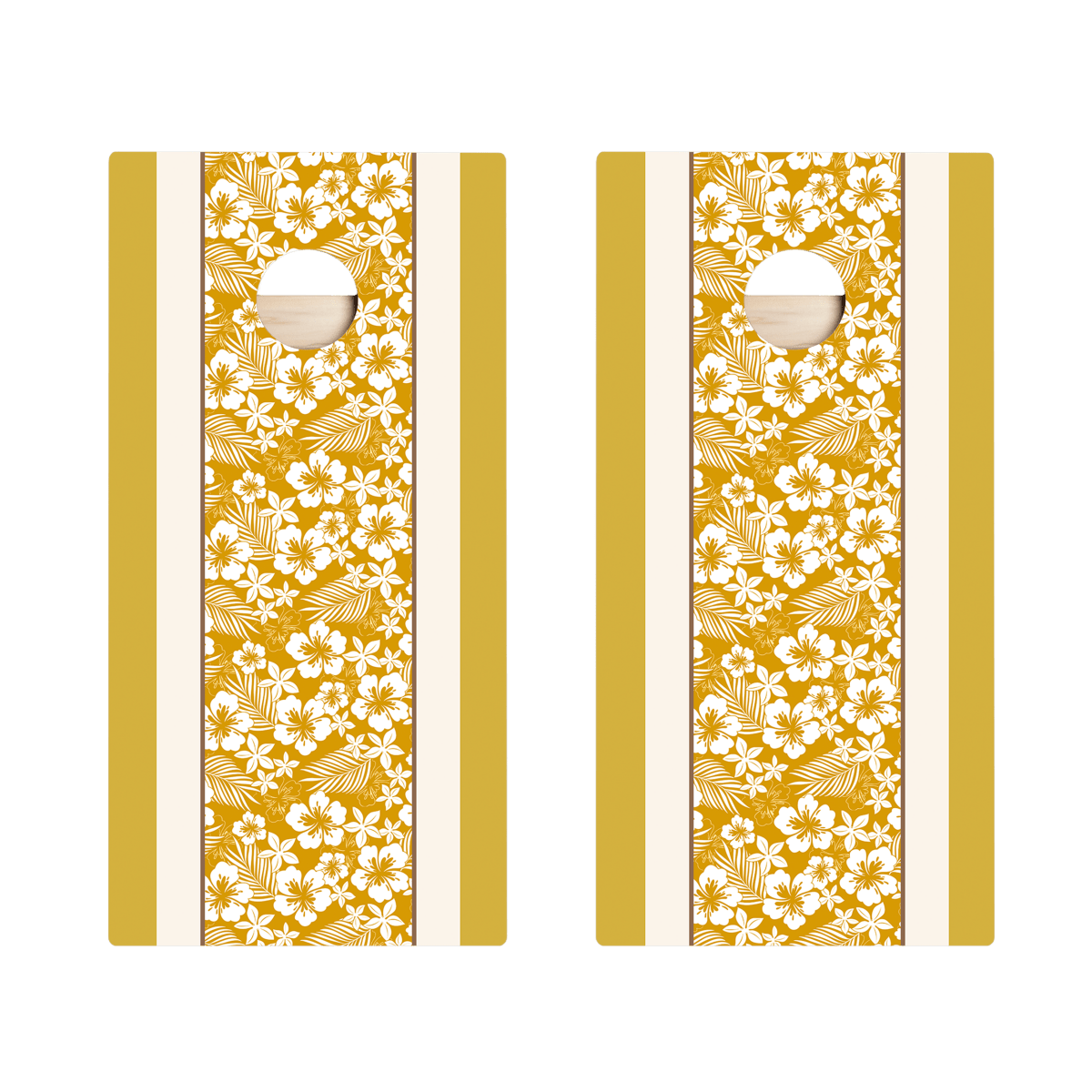 Yellow Hawaiian Hibiscus Star Cornhole Boards, - American Cornhole Association