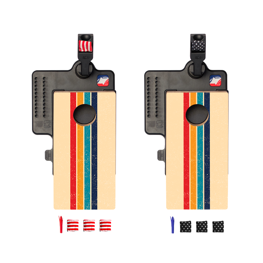 Retro Stripes Double Chuck Mini Cornhole Tabletop Game