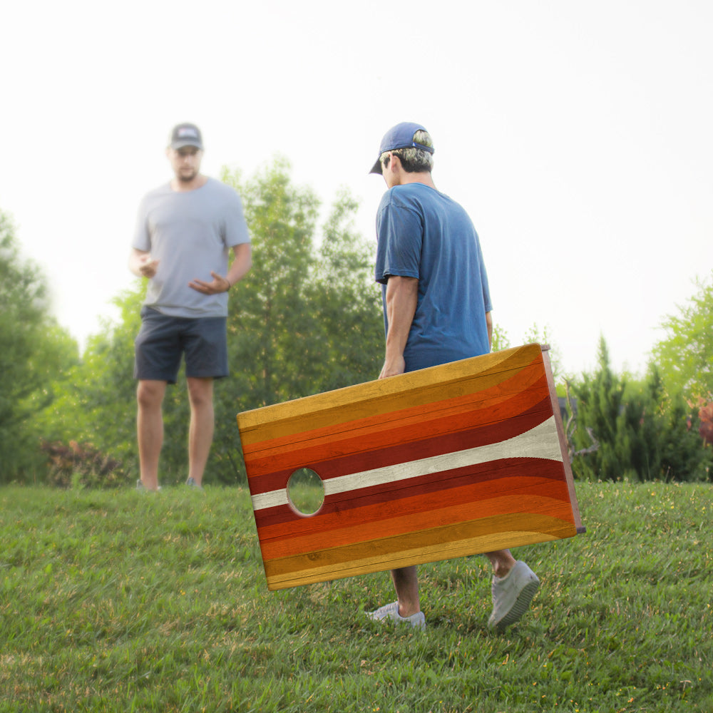 Retro Orange Curved Sig Pro Cornhole Boards