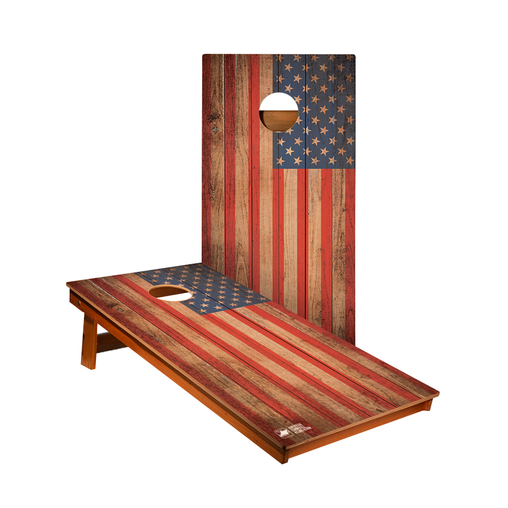 Distressed Wood Flag Backyard 2400 Cornhole Boards