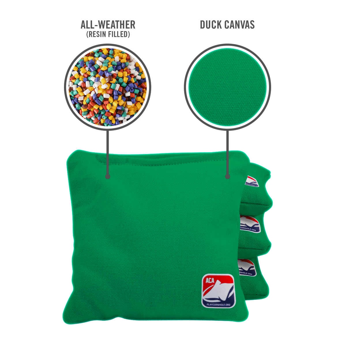 Kelly Green Daily 66x Cornhole Bags - 105655 - 13A | American Cornhole Association